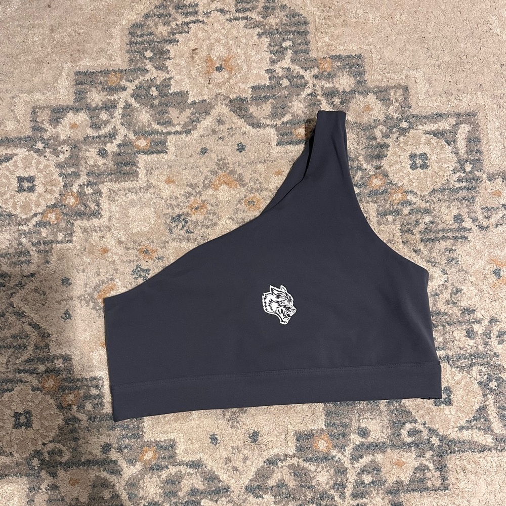 Darc Sport One-Shoulder Sports Bra with White Wolf Logo